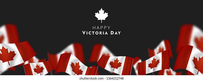 Victoria Day in Canada Vector Illustration, realistic rippling canadian flag