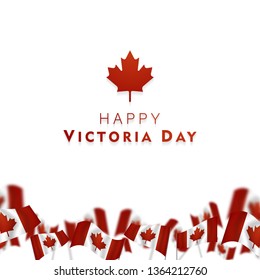 Victoria Day in Canada Vector Illustration, realistic rippling canadian flag