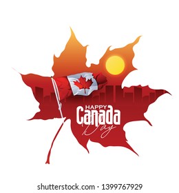 Victoria Day in Canada Day Vector Illustration, realistic rippling   canadian flag with maple leaf