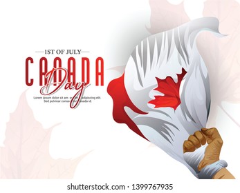 Victoria Day in Canada Day Vector Illustration, realistic rippling   canadian flag with maple leaf