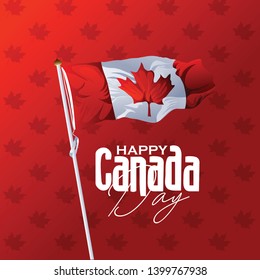 Victoria Day in Canada Day Vector Illustration, realistic rippling   canadian flag with maple leaf