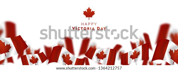 カナダのビクトリアデーベクターイラスト リアルなさざなみを帯びたカナダの国旗 のベクター画像素材 ロイヤリティフリー