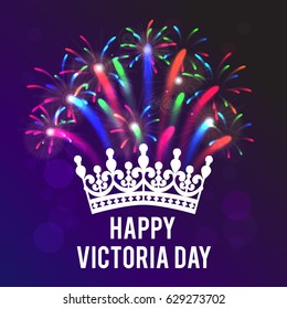 Victoria Day. Gold crown and a congratulatory inscription. Vector illustration