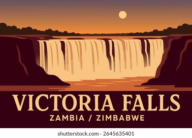Victoria Falls, uma das maiores cachoeiras do mundo, oferece vistas inspiradoras e uma experiência inesquecível, rodeada por paisagens nebulosas e rica vida selvagem
