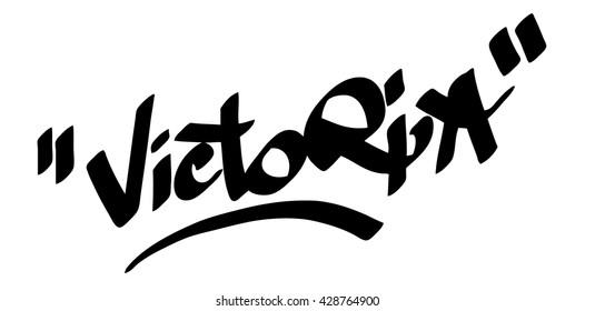 Victoria female name street art design. Graffiti tag Victoria. Vector art.