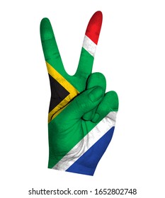 Victoria finger gesture with South Africa flag vector illustration