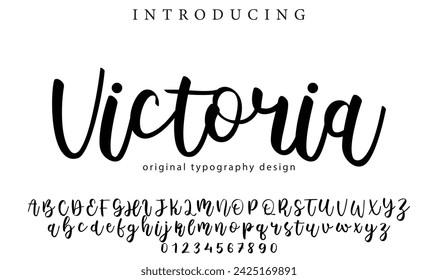 Victoria Font Stylish brush painted an uppercase vector letters, alphabet, typeface