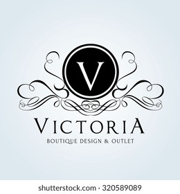 Victoria Logo,Boutique Brand,V letter ,Boutique Hotel, Luxury symbol.