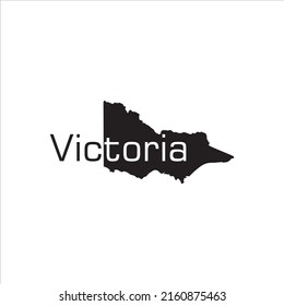 Victoria map and black lettering design on white background