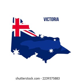 Victoria map with flag color. Map of Victoria with flag Australia. flag of Australia vector illustration