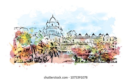 Victoria Memorial Kolkata City West Bengal Stock Vector (Royalty Free)  1075382864 | Shutterstock