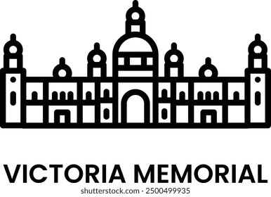 Victoria Memorial, kolkata, India. Minimalist line art icon, a historical landmark for web, mobile apps and UI.