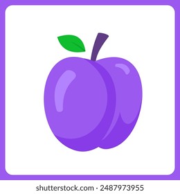 victoria plum fruit healthy. food fruit icon concept isolated . flat cartoon style