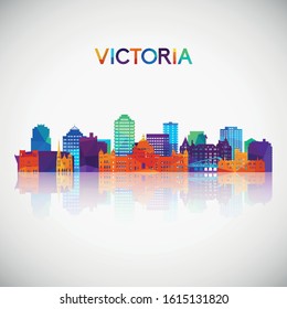 Victoria skyline silhouette in colorful geometric style. Symbol for your design. Vector illustration.