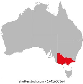 Victoria state highlighted on Australia map. Business concepts and backgrounds.