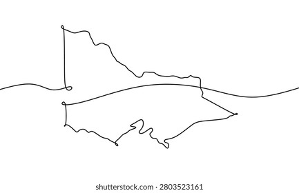 Victoria State Map, Australia. One Line Art. Minimal Continuous Line Outline Illustration