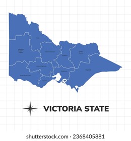 Victoria State map illustration. Map of the state in Australia