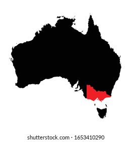 Victoria states highlighted on Australia map Vector EPS 10