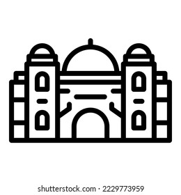 Victoria temple icon outline vector. City skyline. Indian architecture