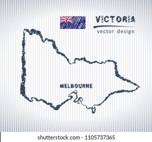 Victoria vector chalk drawing map isolated on a white background