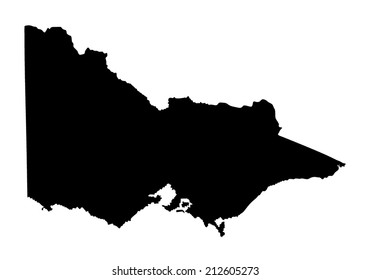 Victoria vector map silhouette,  Australia state vector map isolated on white background silhouette. High detailed illustration.  