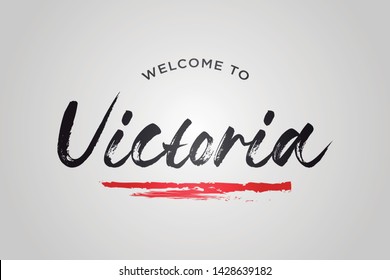 Victoria Welcome To Word Text with Creative Handwritten Font Design Vector Illustration. - Vector