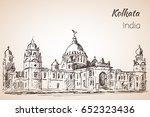Victoria-hall - Sketch of indian city Kolkata.  Isolated on white background