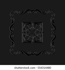 Victorian abstract symmetrical pattern in retro ornate frame on a dark background