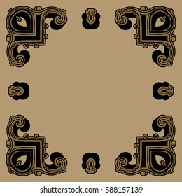 Victorian abstract symmetrical pattern in retro ornate frame
