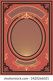 Victorian Advertising Poster Background, Victorian Ornaments, Retro Colors and Shapes 