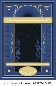 Victorian Advertising Poster Template, Victorian Ornamental Background, Retro Colors and Shapes Template 