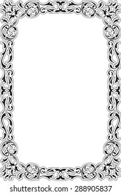 Victorian art frame is isolated on white