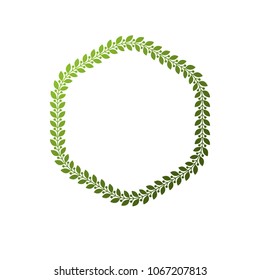Victorian art vector circular frame with blank copy space created using floral decoration and green leaves. Heraldic template illustration.