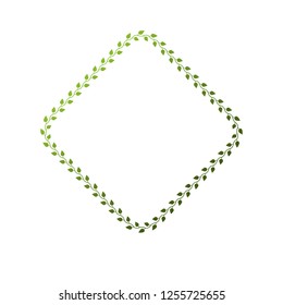 Victorian art vector rhomb frame with blank copy space created using floral decoration and green leaves. Heraldic template illustration.