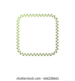 Victorian art vector square frame with blank copy space created using floral decoration and green leaves. Heraldic template illustration.