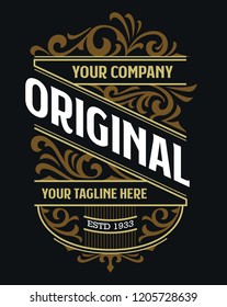 Victorian Badge Stylish Luxury Hipster Label Design Vintage Traditional Ornament Suitable For Fashion, Beverage And Apparel