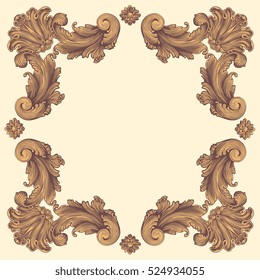 Victorian Baroque floral ornament decorative pattern calligraphic swirl heraldic filigree element. Design set. Hand drawn engraving. Vector vintage illustration. Isolated on color background. 8 EPS