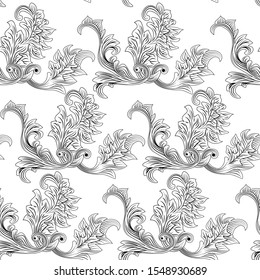 Victorian black in trendy style. Seamless vector texture. Beautiful abstract greeting card template with victorian black 