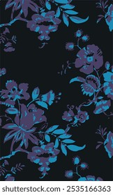 Victorian Botanical, Hand-Colored, Seamless Repeating pattern. Realistic blooming isolated flowers Vintage fabric background. Beautiful Cottage Garden and wildflowers. Wallpaper baroque. 