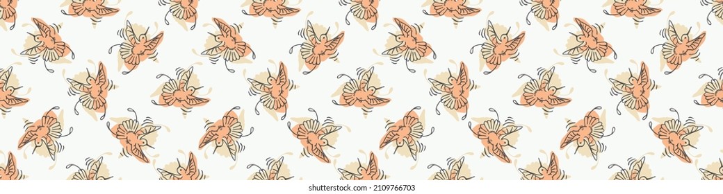 Victorian botanical hummingbird seamless vector border. Vintage bordure of exotic bird . Cute jungle animal backdrop for floral textile. 