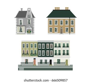 Victorian buildings set of three