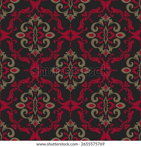 Victorian classic floral damask pattern. Vector abstract floral damask seamless pattern. Classic floral damask pattern use for fabric, textile, home decoration elements, upholstery, wrapping, etc.
