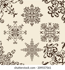 Victorian corners art set on beige
