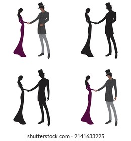 Pareja victoriana, gráfico vectorial