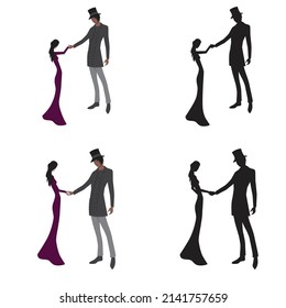 Victorian couple, vector graphics artwork