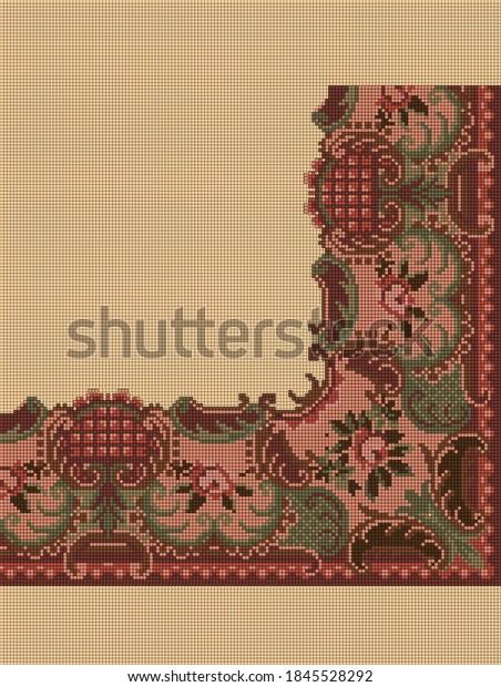 Victorian Cross Stitch Vector Art Stock Vector Royalty Free 1845528292