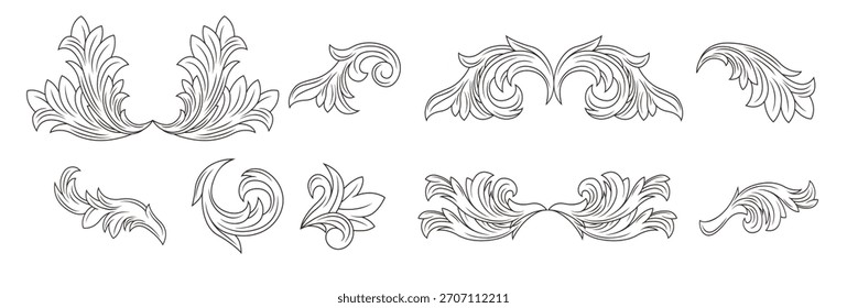 victorian decorative engraving element set