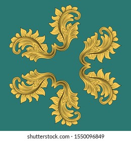 Victorian element in retro style. Abstract geometric carpet. Decorative ornament