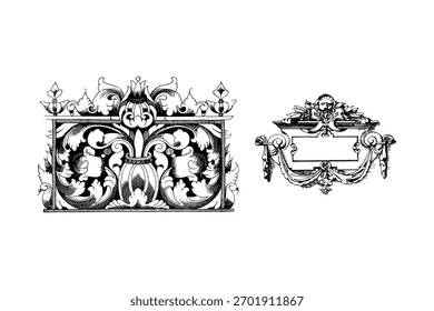 Victorian elements. Black set on white background
