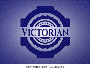 Victorian emblem with denim texture